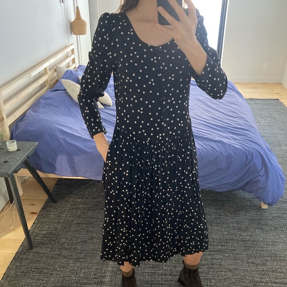 Vintage star print drop waist dress sz 4/6 - Picture 15 of 17